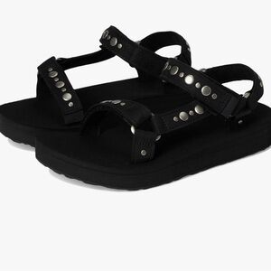 Teva Women's Midform Universal Studded Sandals in black leather 10 new